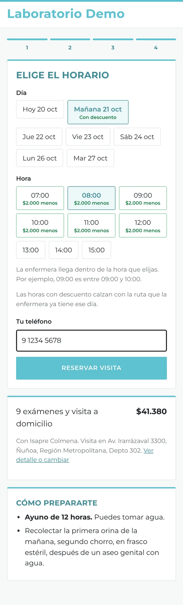 Horas disponibles, con descuento las que calzan con la ruta